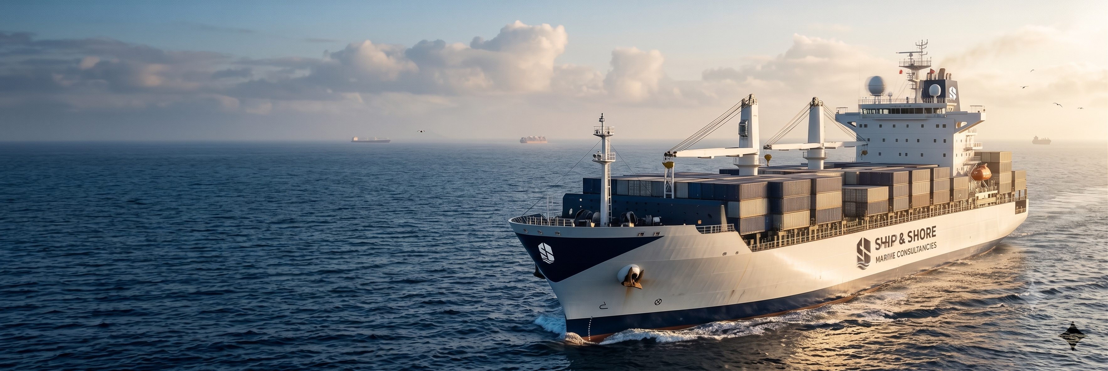 Colorful container vessel at sea